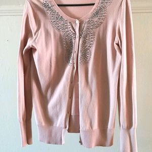 Blush pink beaded cardigan